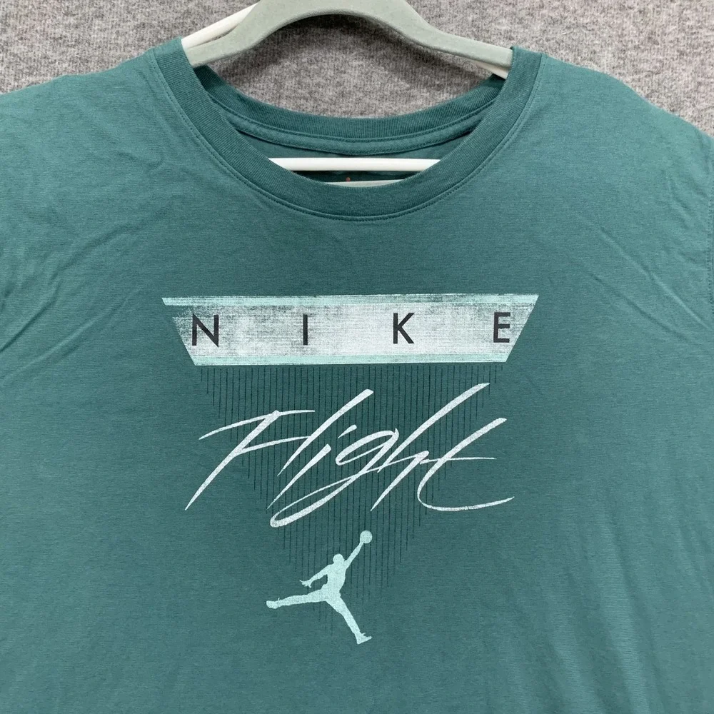Nike Air Jordan Tee Shirt Mens 3XL‎ Flight Jumpman Logo Teal Green Short Sleeve